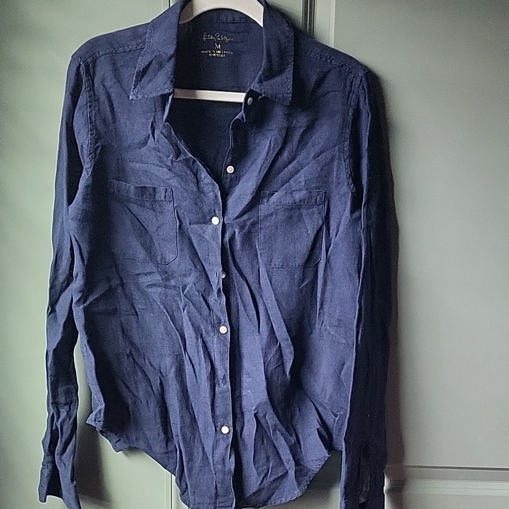 Lilly Pulitzer Women's Deep Blue Button Down Shirt
